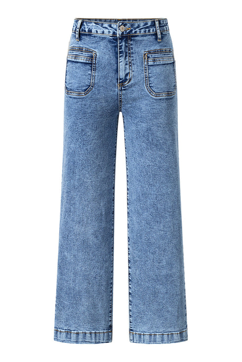 Patch Pocket Straight Leg Loose Fit Jeans